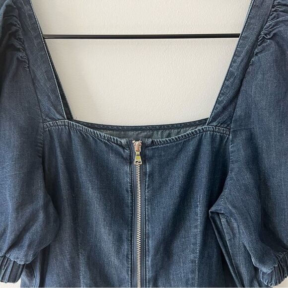 Express Denim Puff Sleeve Mini Shift Dress – Western Cottagecore Size S - Picture 7 of 9